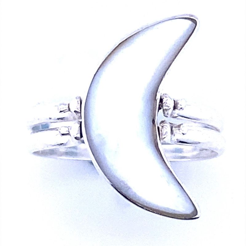 Larimar White Conch Reversible Moon Ring