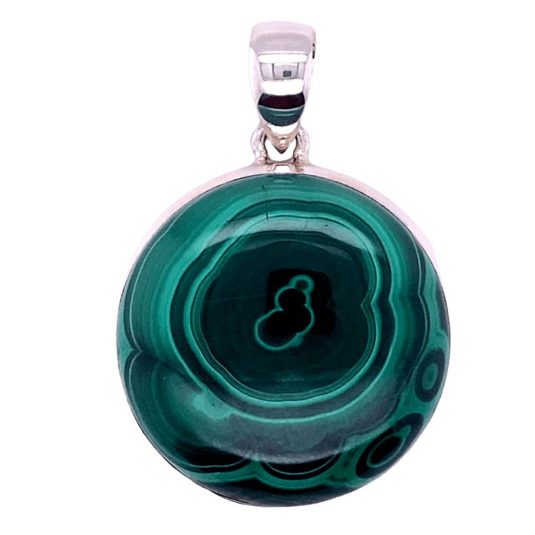 Malachite Magic Bullseye Pendant, Shape: Orb