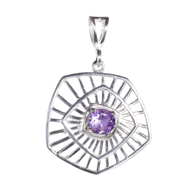 Anansi's Web Pendant, Stone: Amethyst