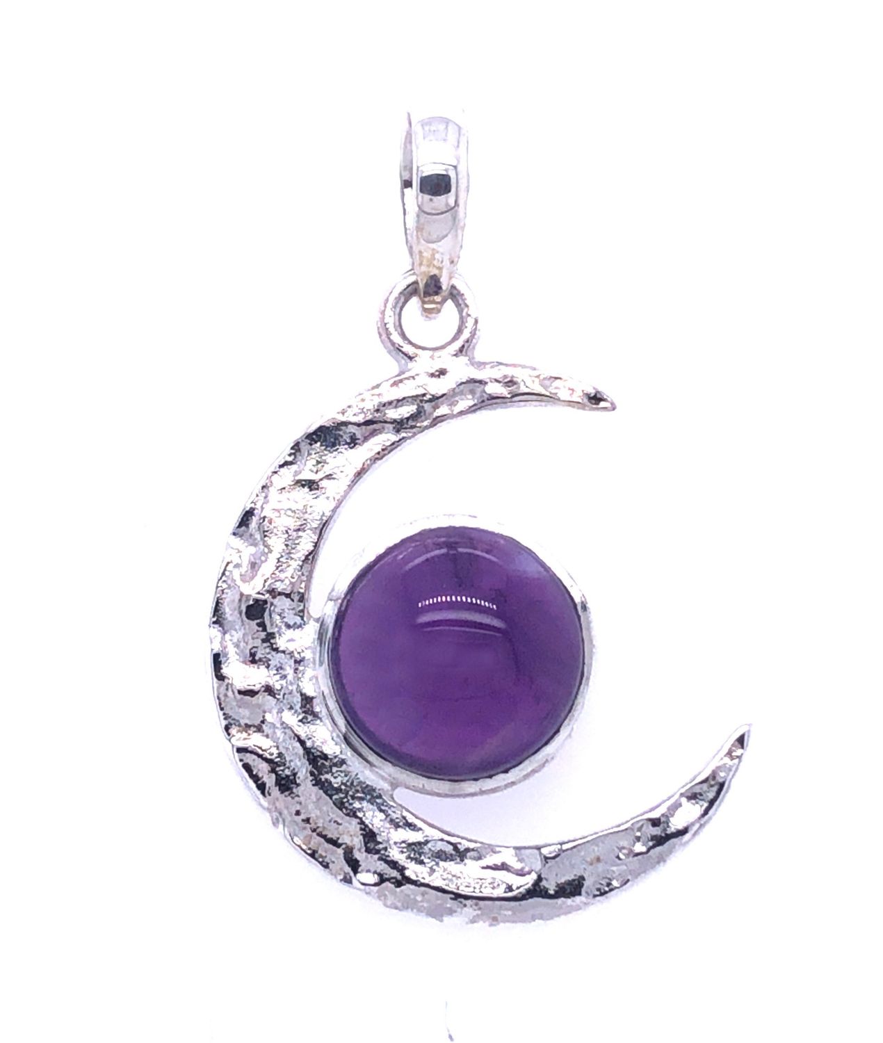 Crescent Moon Pendant, Stone: Amethyst
