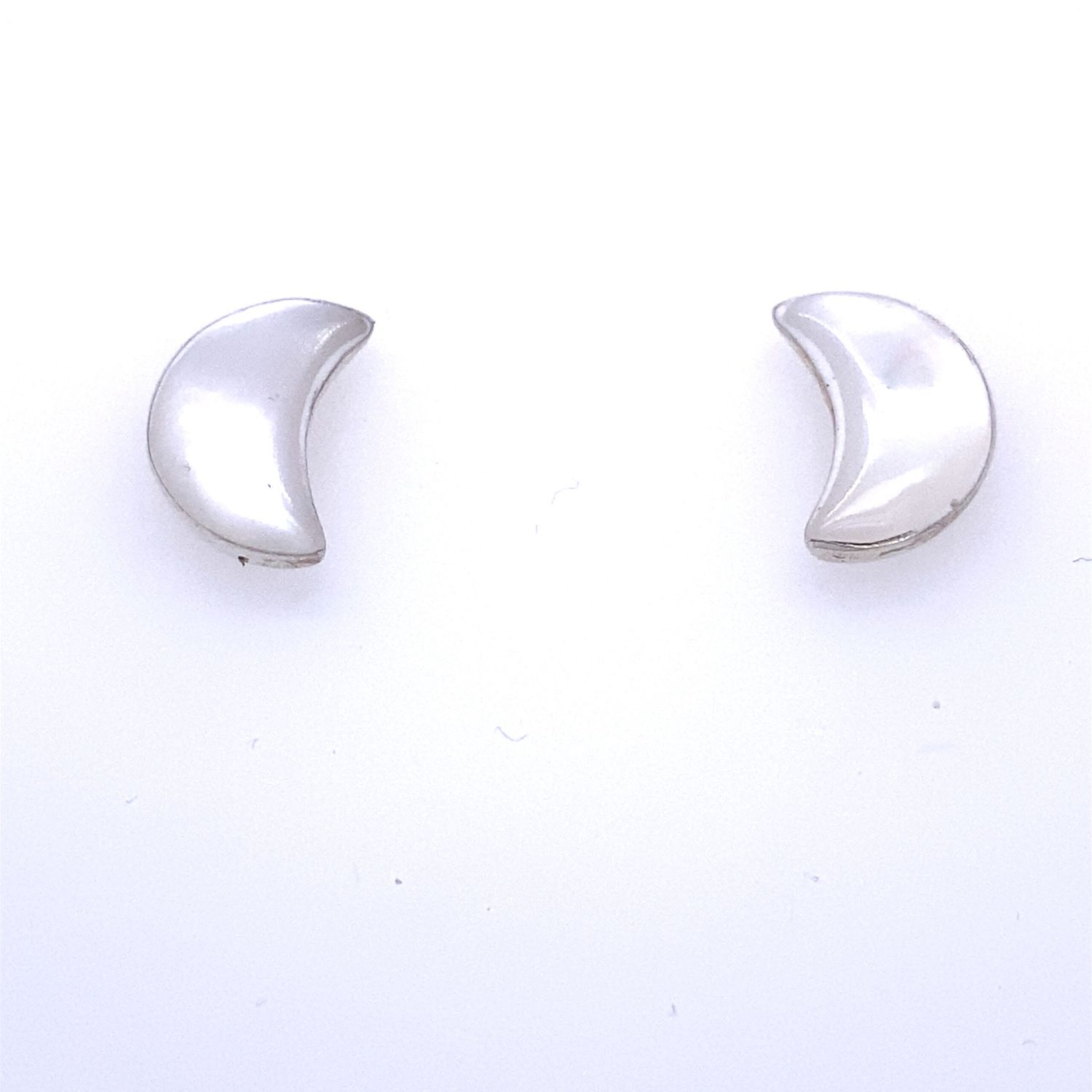 Crescent Moon Stud Earrings, Stone: Shimmering Mother Of Pearl