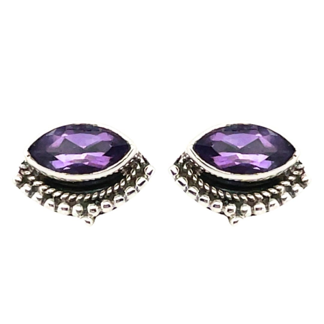 Third Eye Stud Earrings, Stone: Amethyst