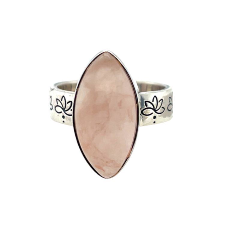 Rose Quartz Lotus Pond Ring