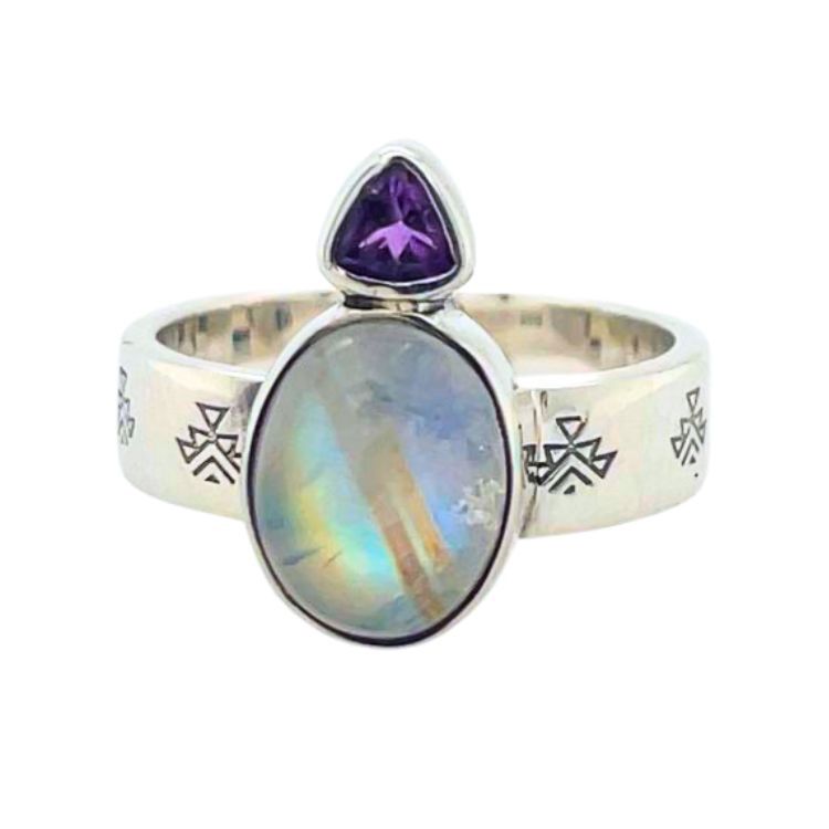 Moonstone Amethyst Lyric Ring