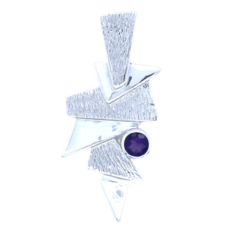 Abstract Art Pendant, Stone: Amethyst