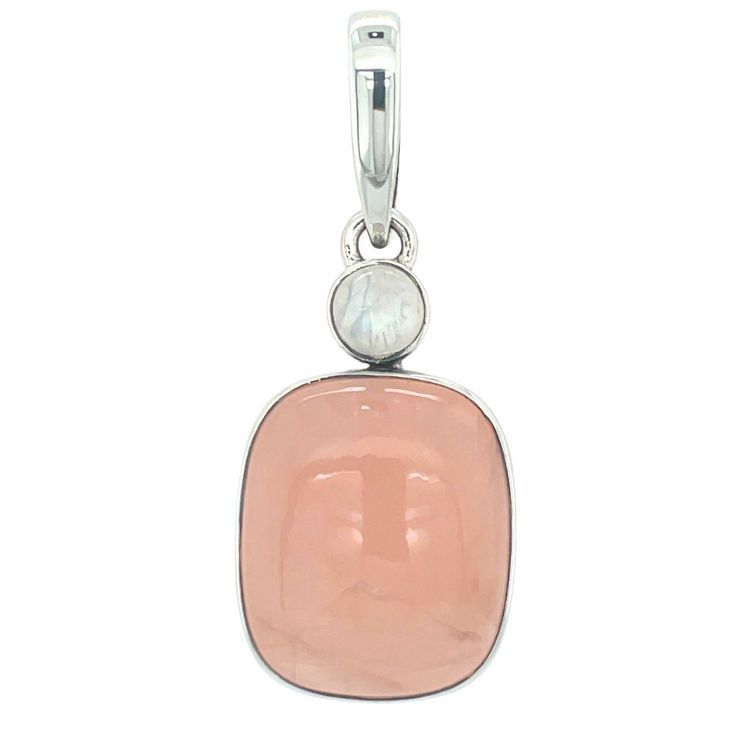 Rose Quartz Moonstone Romantic Pendant, Shape: Square