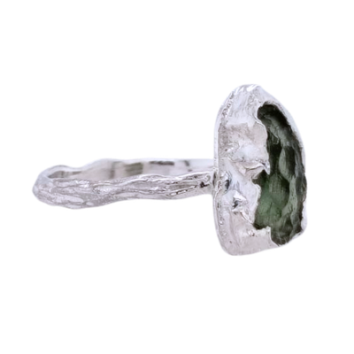 Moldavite Cosmic Free Form Ring