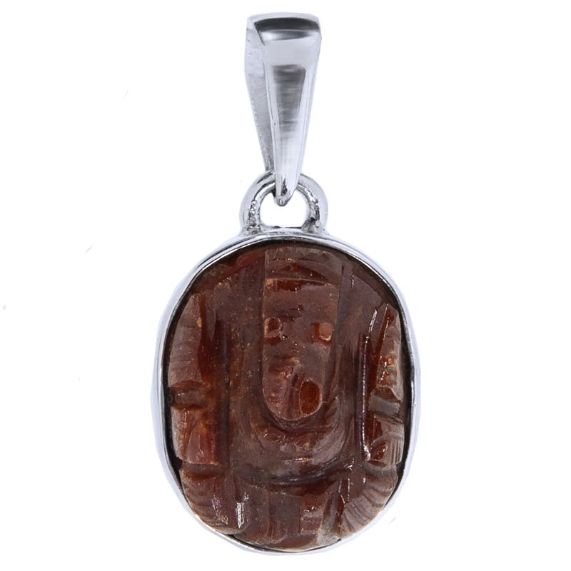 Garnet Hand Carved Ganesh Pendant