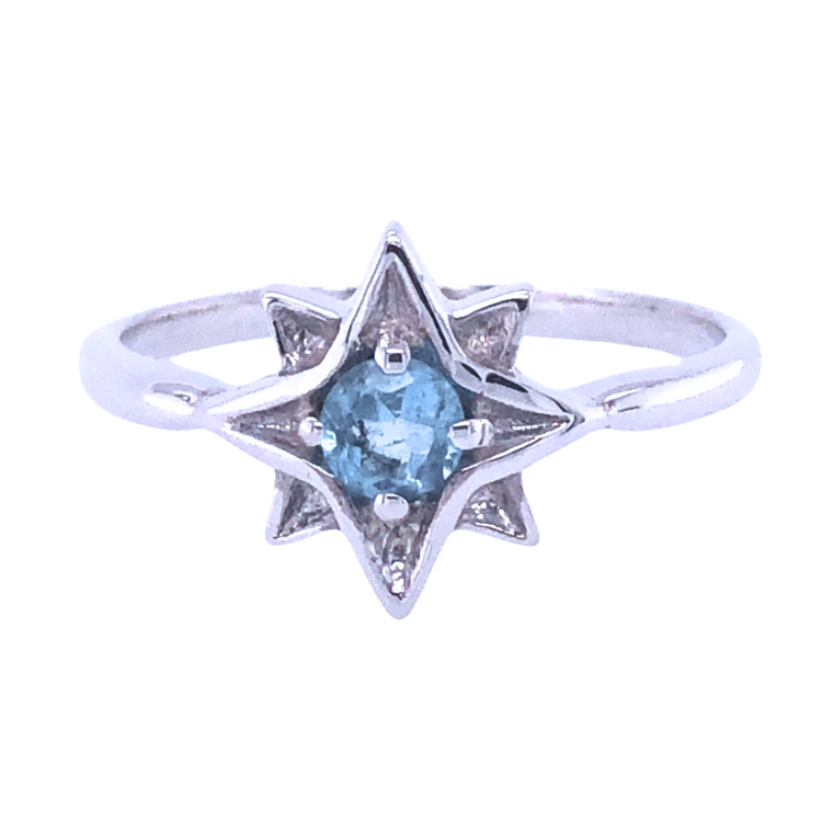 Blue Topaz North Star Ring