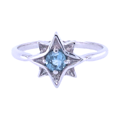 Blue Topaz North Star Ring