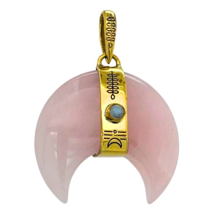 Crescent Bliss Pendant, Stone: Rose Quartz