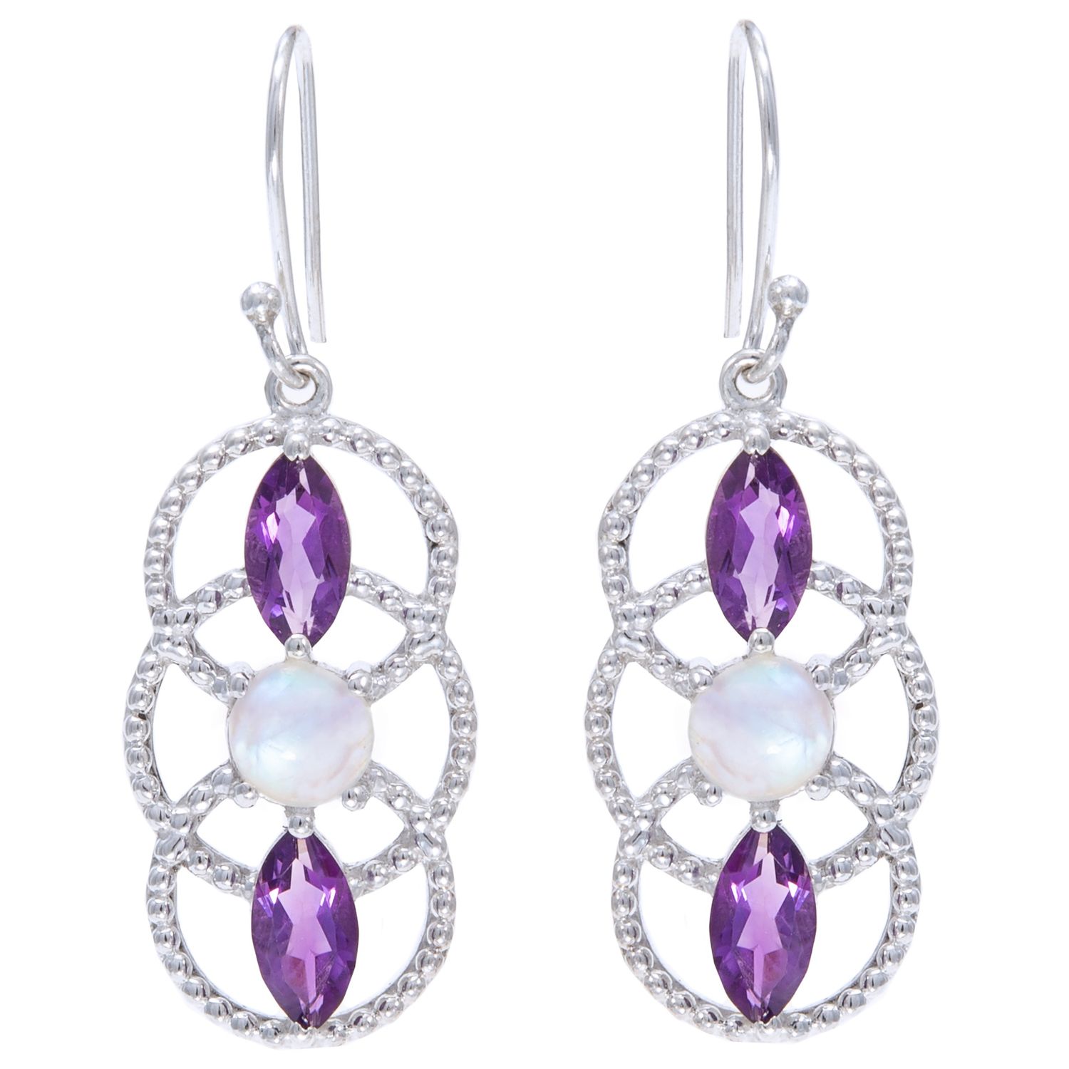 Full Circle Of Life Earrings, Stone: Amethyst Moonstone