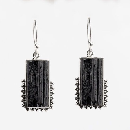 Black Tourmaline Soul Warrior Earrings, Shape: Rectangle