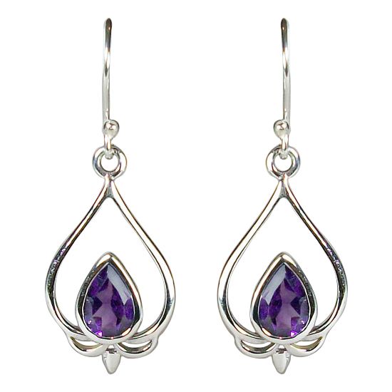 Lovely Lotus Petal Earrings, Stone: Amethyst