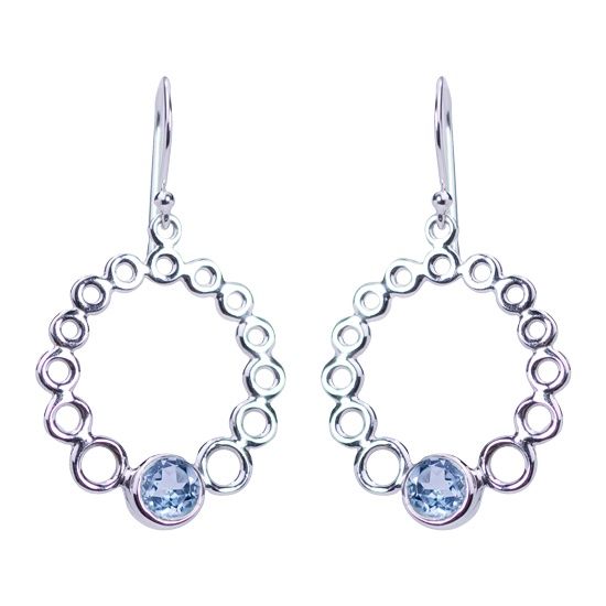 Circlet Earrings, Stone: Blue Topaz