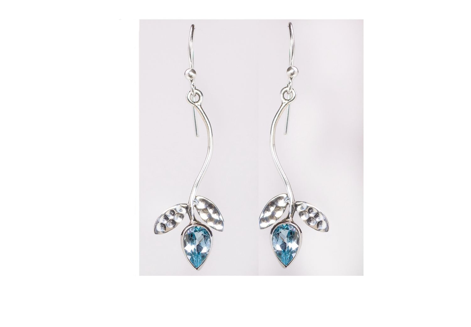 Petite Fleur Earrings, Stone: Blue Topaz
