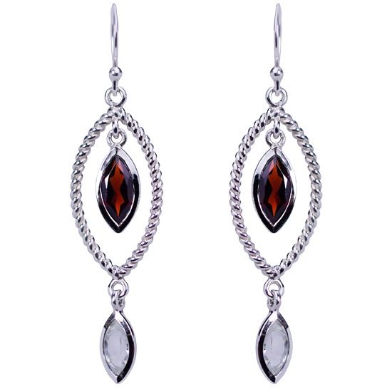 Ice Crystal Earrings, Stone: Garnet