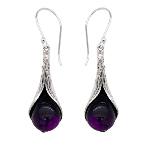 Joyous Blossom Earrings, Stone: Amethyst