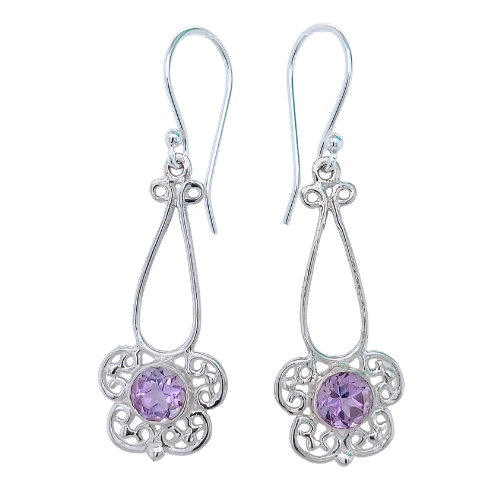 Fleur Earrings, Stone: Amethyst