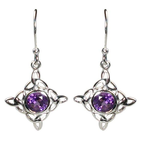 Celtic Triskelion Earrings, Stone: Amethyst