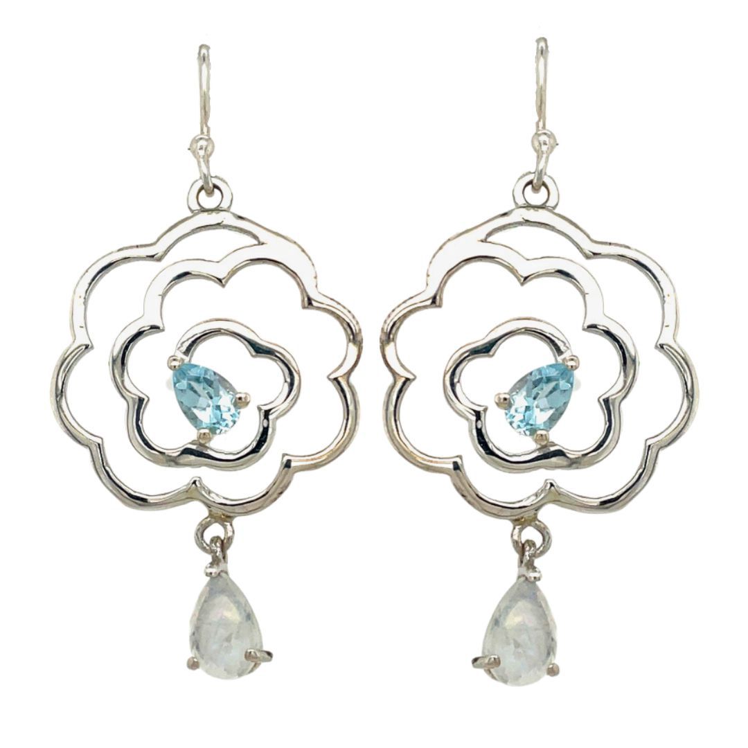 Lucy In The Sky Earrings, Stone: Blue Topaz Moonstone