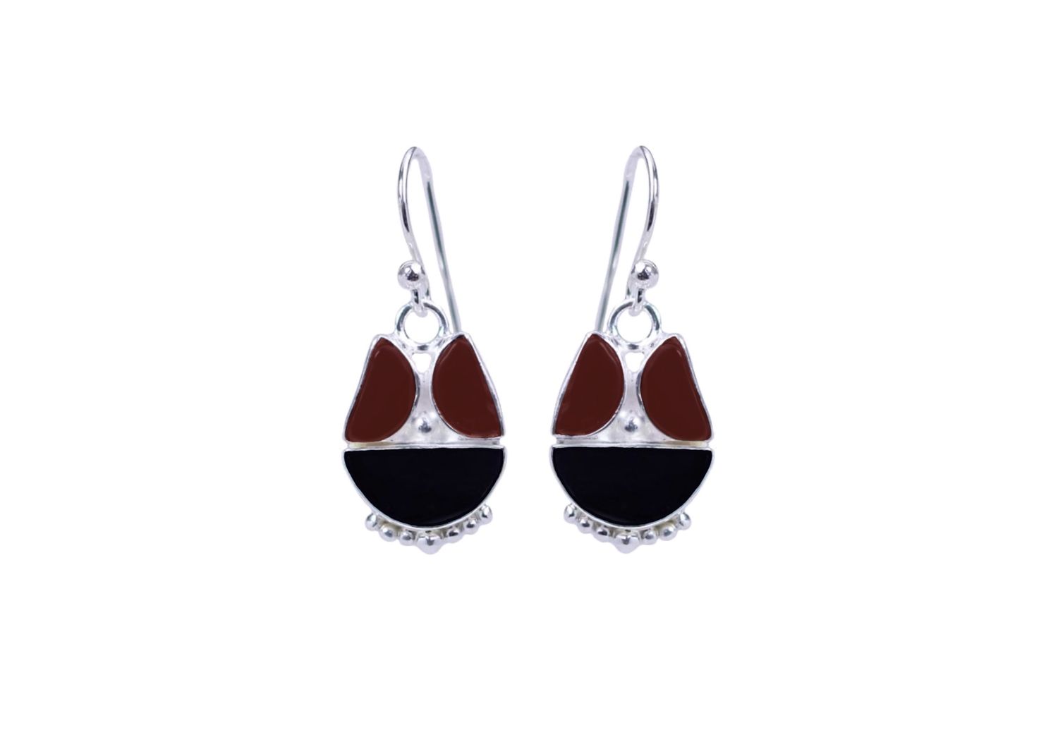 Tribal Earrings, Stone: Blk Red Onyx