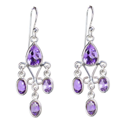 Chandelier Raindrops Earrings, Stone: Amethyst