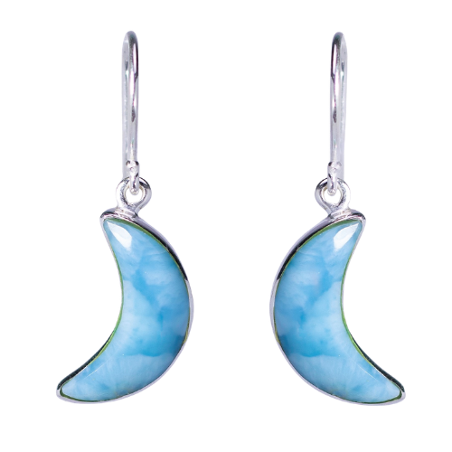 Larimar Crescent Moon Earrings