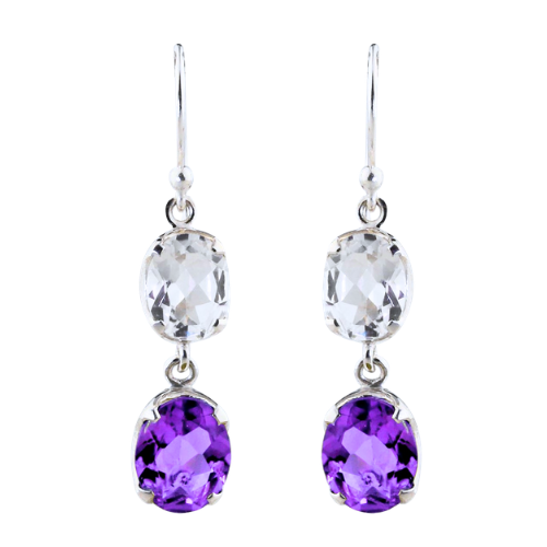 Glamorous Sparkle Earrings, Stone: Amethyst White Topaz