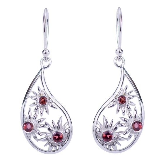 Paisley Passion Earrings, Stone: Garnet