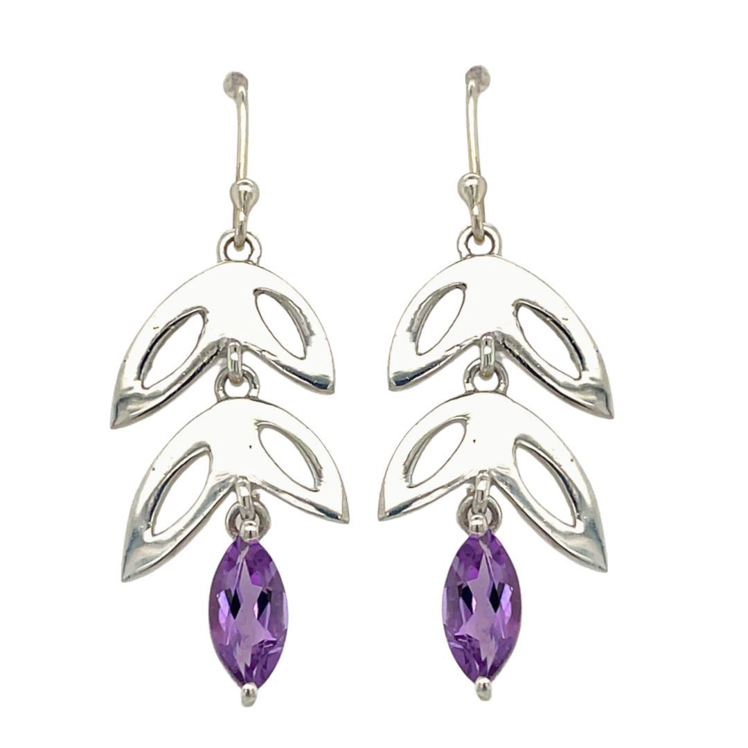 Flower Power Earrings, Stone: Amethyst