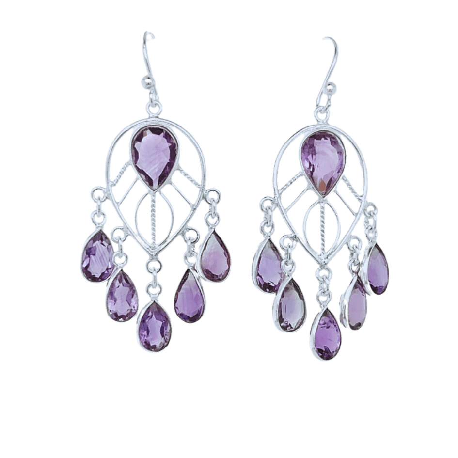 Chandelier Dazzle Earrings, Stone: Amethyst