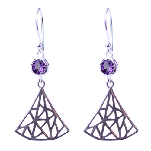 Labyrinth Fan Earrings, Stone: Amethyst