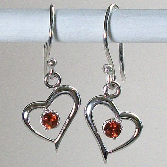 Garnet Sweet-Heart Earrings