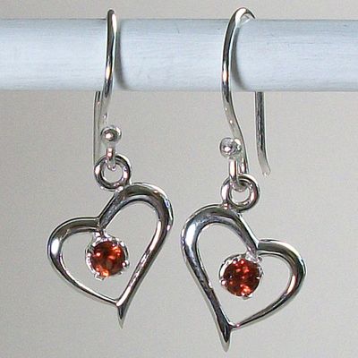 Garnet Sweet-Heart Earrings