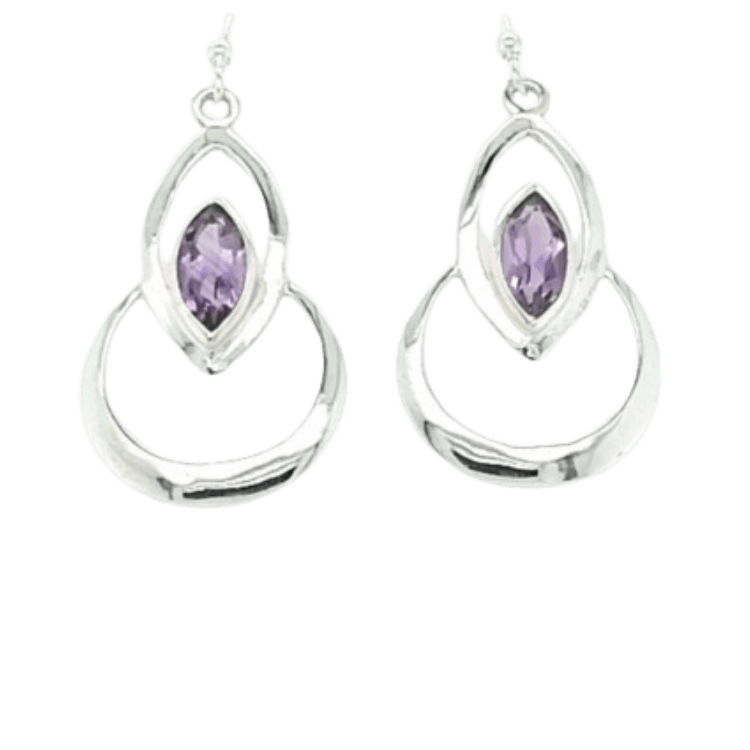 Trapeze Earrings, Stone: Amethyst
