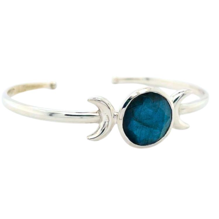 Triple Goddess Cuff Bracelet, Stone: Labradorite