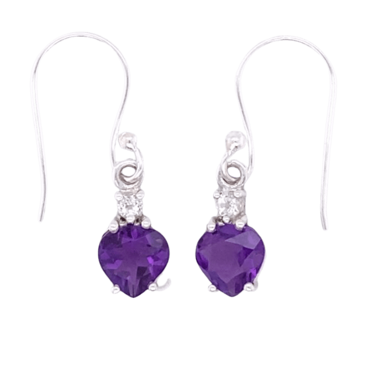 Let It Shine Heart Earrings, Stone: Amethyst White Topaz