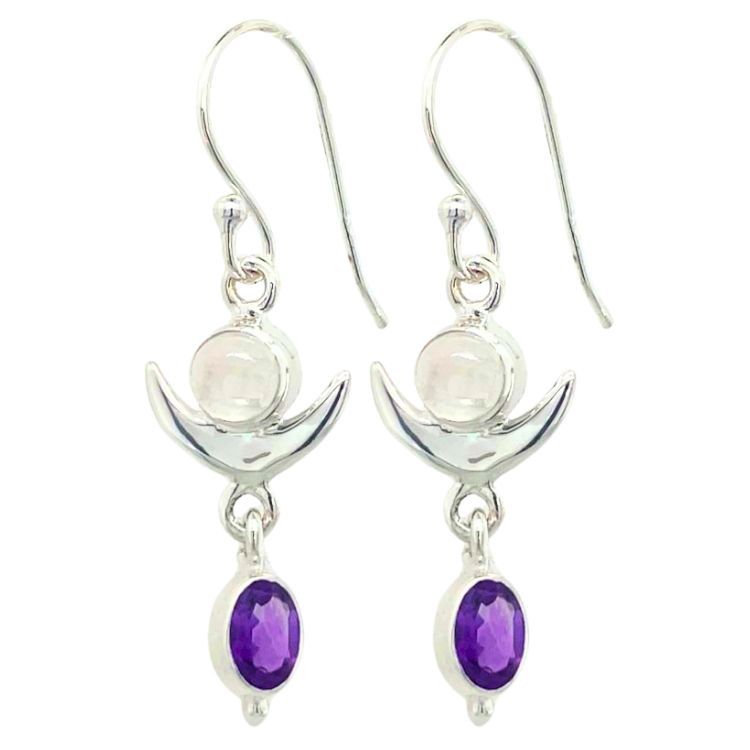 Aphrodite's Passion Earrings, Stone: Moonstone Amethyst