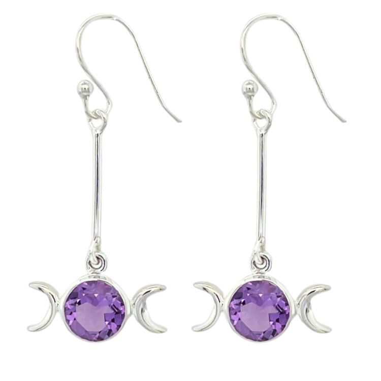 Triple Goddess Earrings, Stone: Amethyst