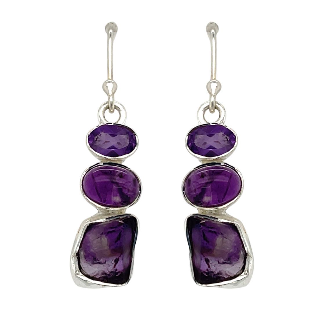 Waterfall Earrings, Stone: Amethyst