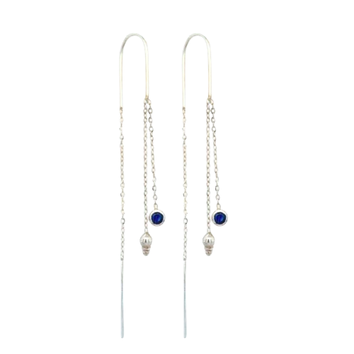Precious Gems Mystic Moondrop Threader Earrings, Stone: Sapphire