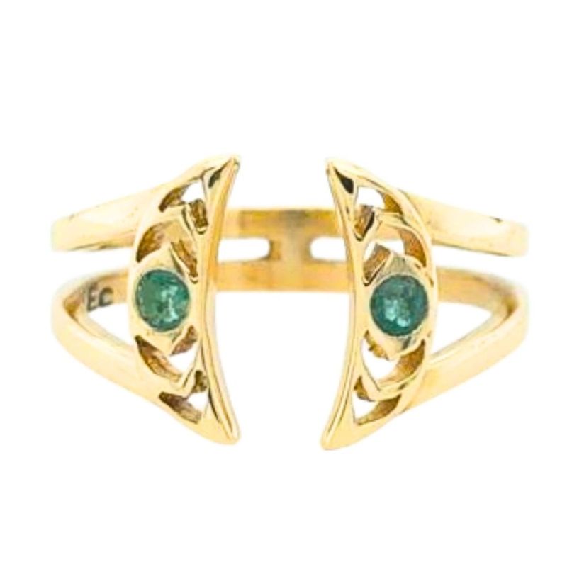 Emerald Brass Celestial Dance Ring