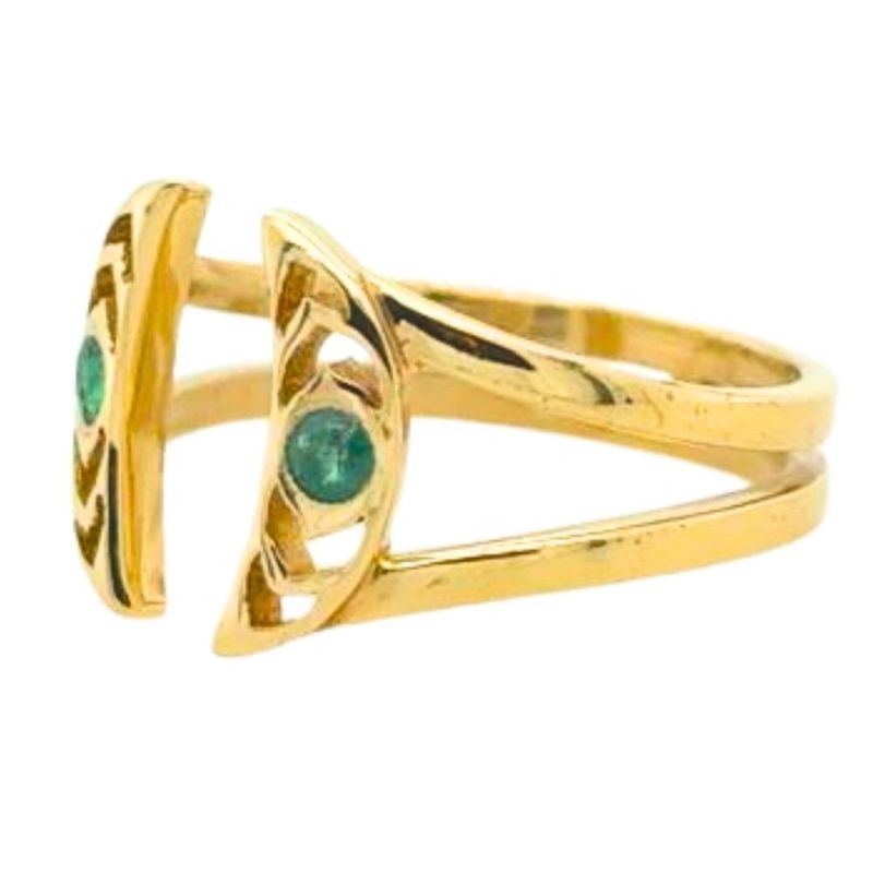 Emerald Brass Celestial Dance Ring