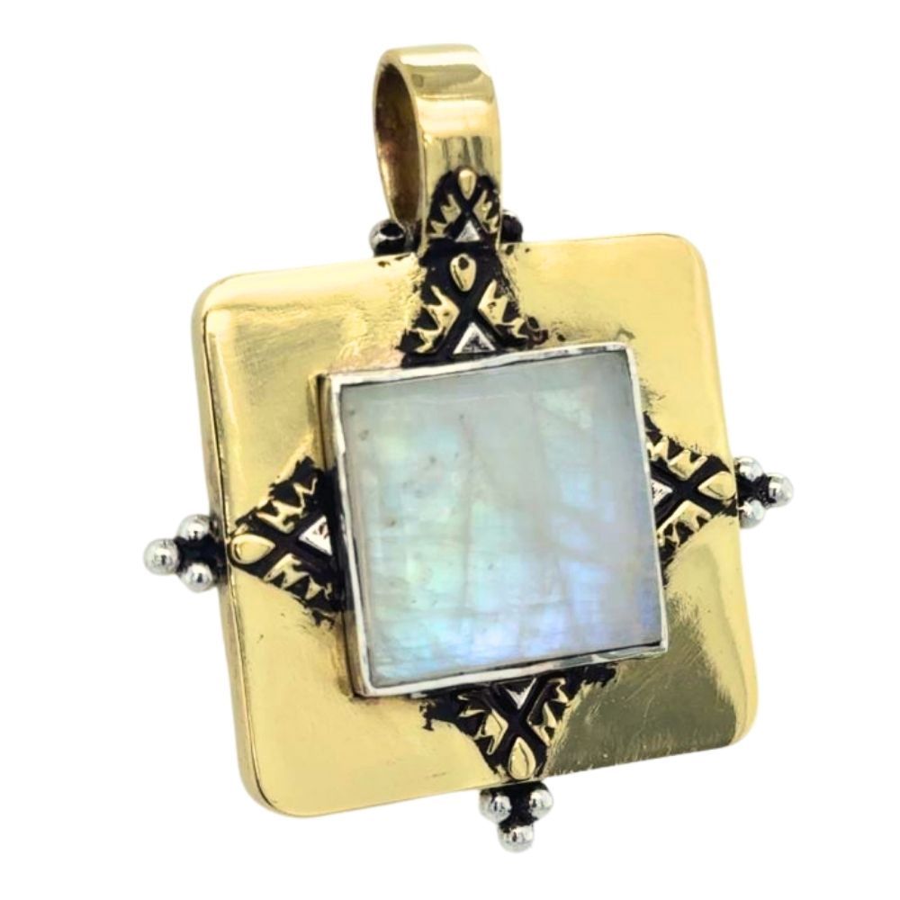 Brass Earth Song Revival Unisex Pendant, Stone: Moonstone