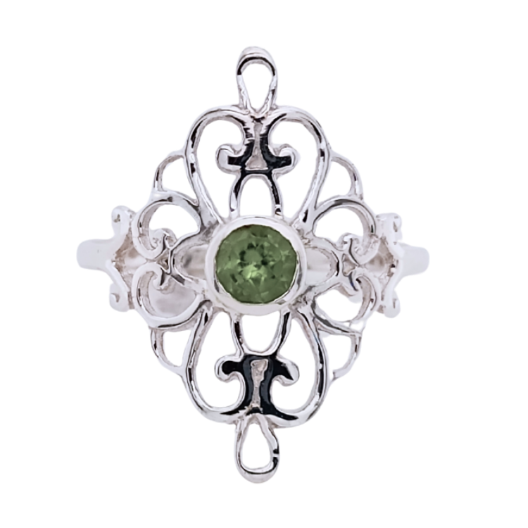 Moldavite Filigree Ring