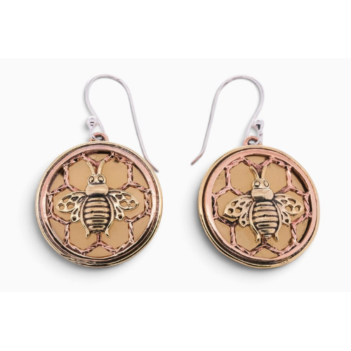 Honey Bee Earrings Brass