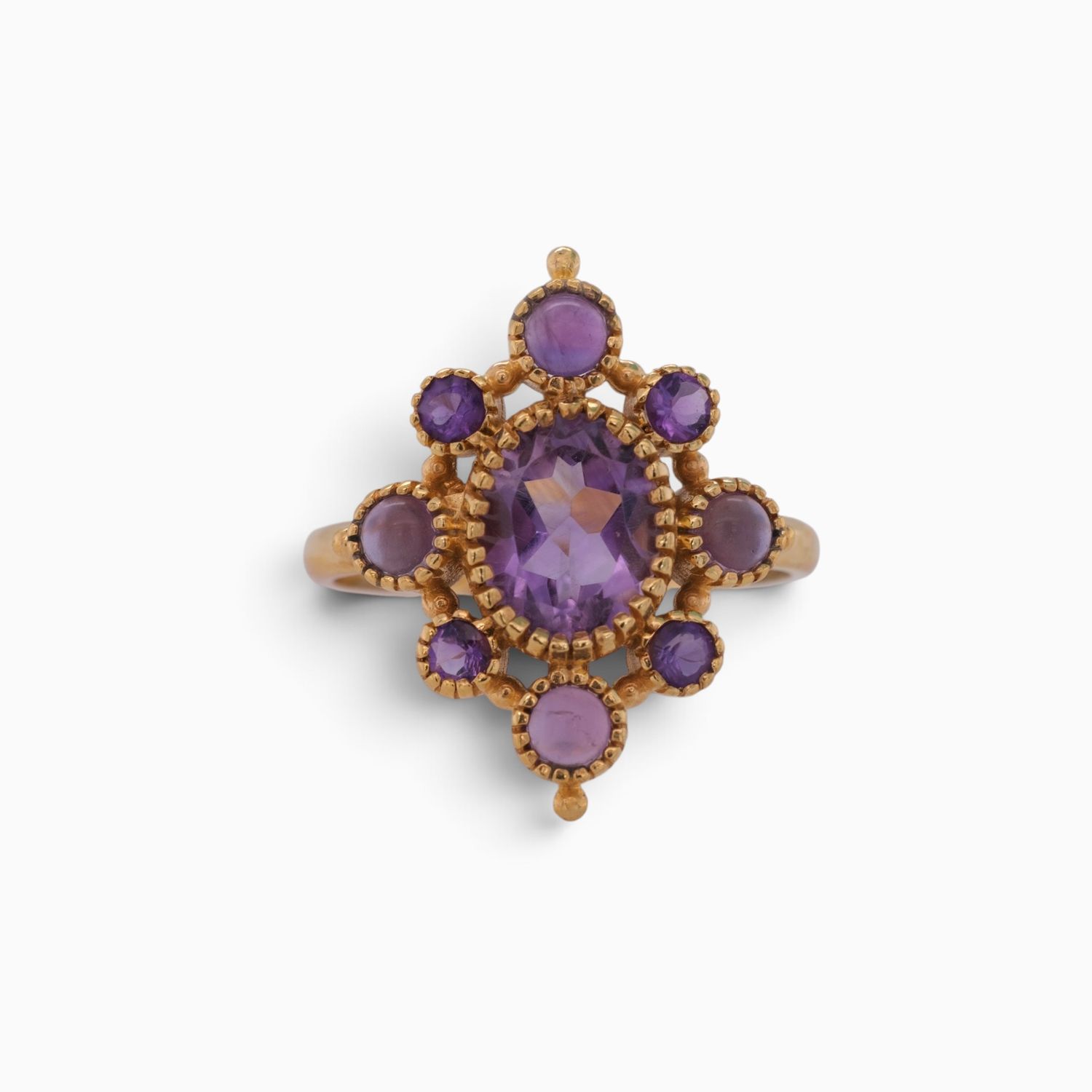 Amethyst Vanity Heirloom Golden Brass Ring