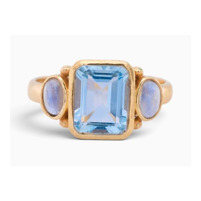 Blue Topaz  Pachamama's Bling Golden Brass Ring