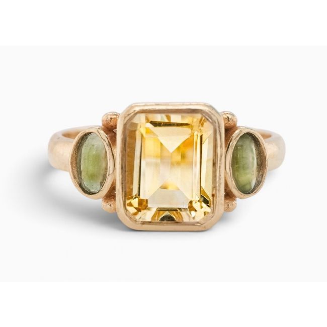 Citrine Peridot Pachamama's Bling Golden Brass Ring